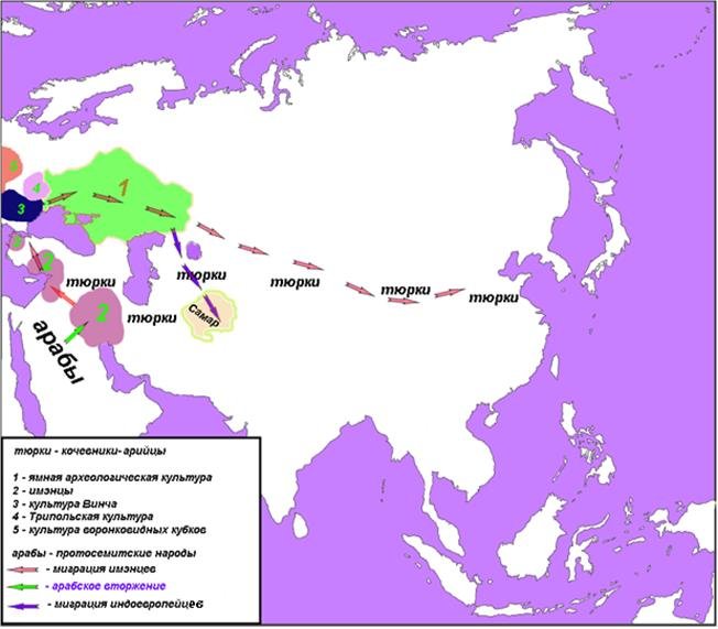 Карта расселения тюркских народов